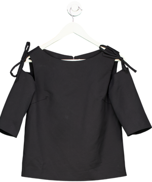 Black Osman Yousefzada Collective Draped Tie Sleeve Blouse UK 8