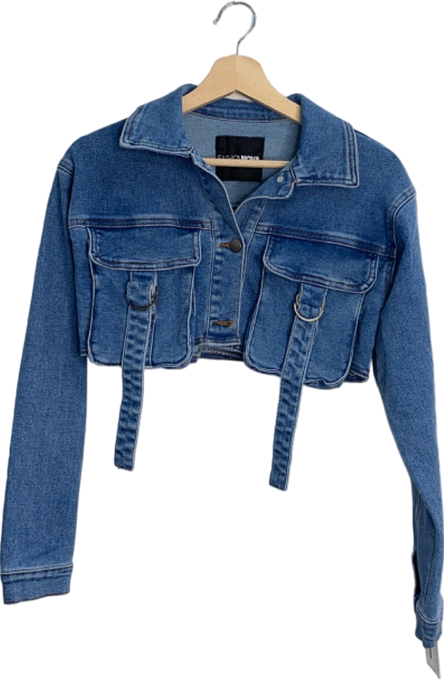 Fashion Nova Blue Denim Cropped Jacket S