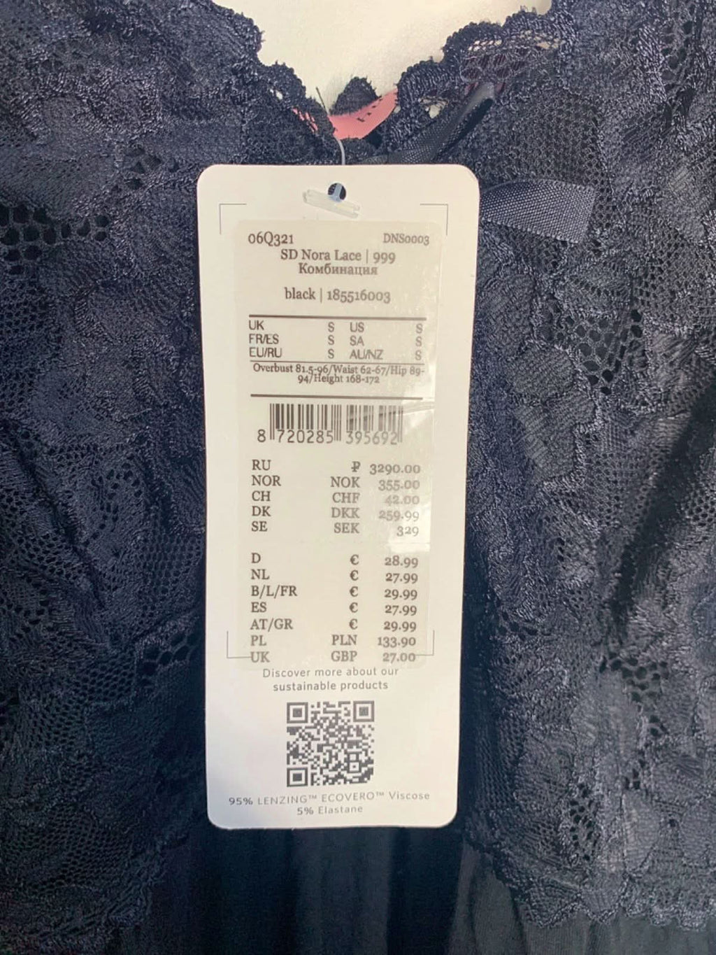 Hunkemöller Black 3D Lace Slip Dress SZ  M