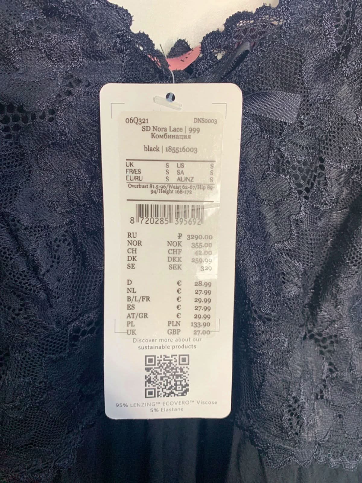 Hunkemöller Black 3D Lace Slip Dress SZ  M