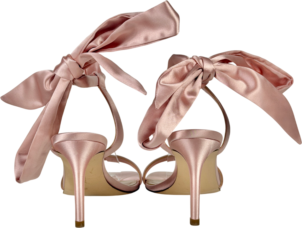 Charles & Keith Pink Eliana Satin Tie-around Heeled Sandals UK 6 EU 39 👠