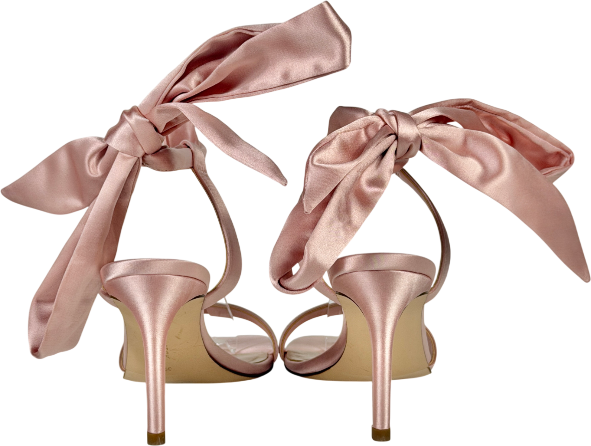 Charles & Keith Pink Eliana Satin Tie-around Heeled Sandals UK 6 EU 39 👠