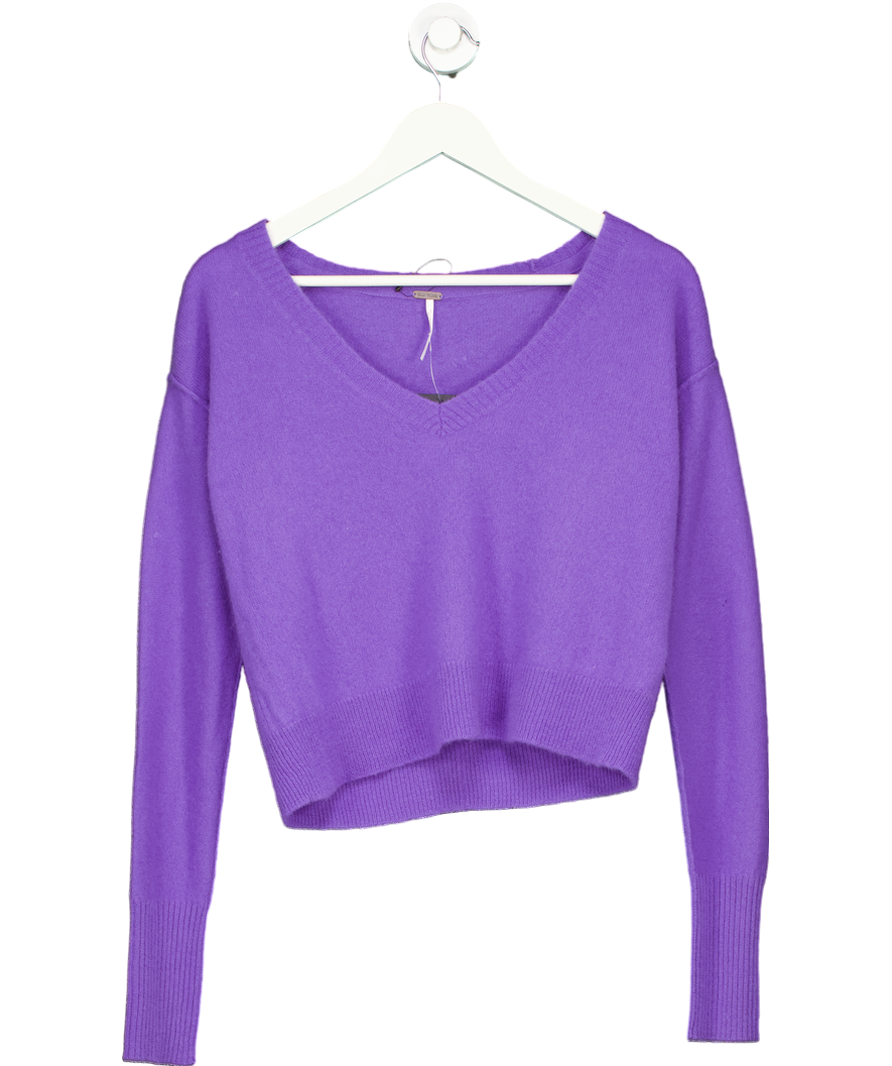 Free People Purple Stellar Pullover Sweater 100% Cashmere UK S