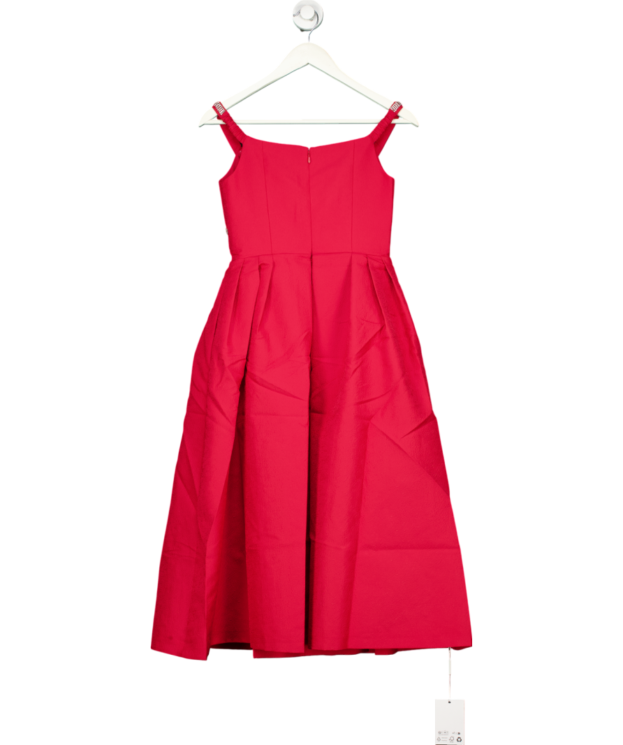 Self-Portrait Bow-embellished Midi Dress In Red UK 4