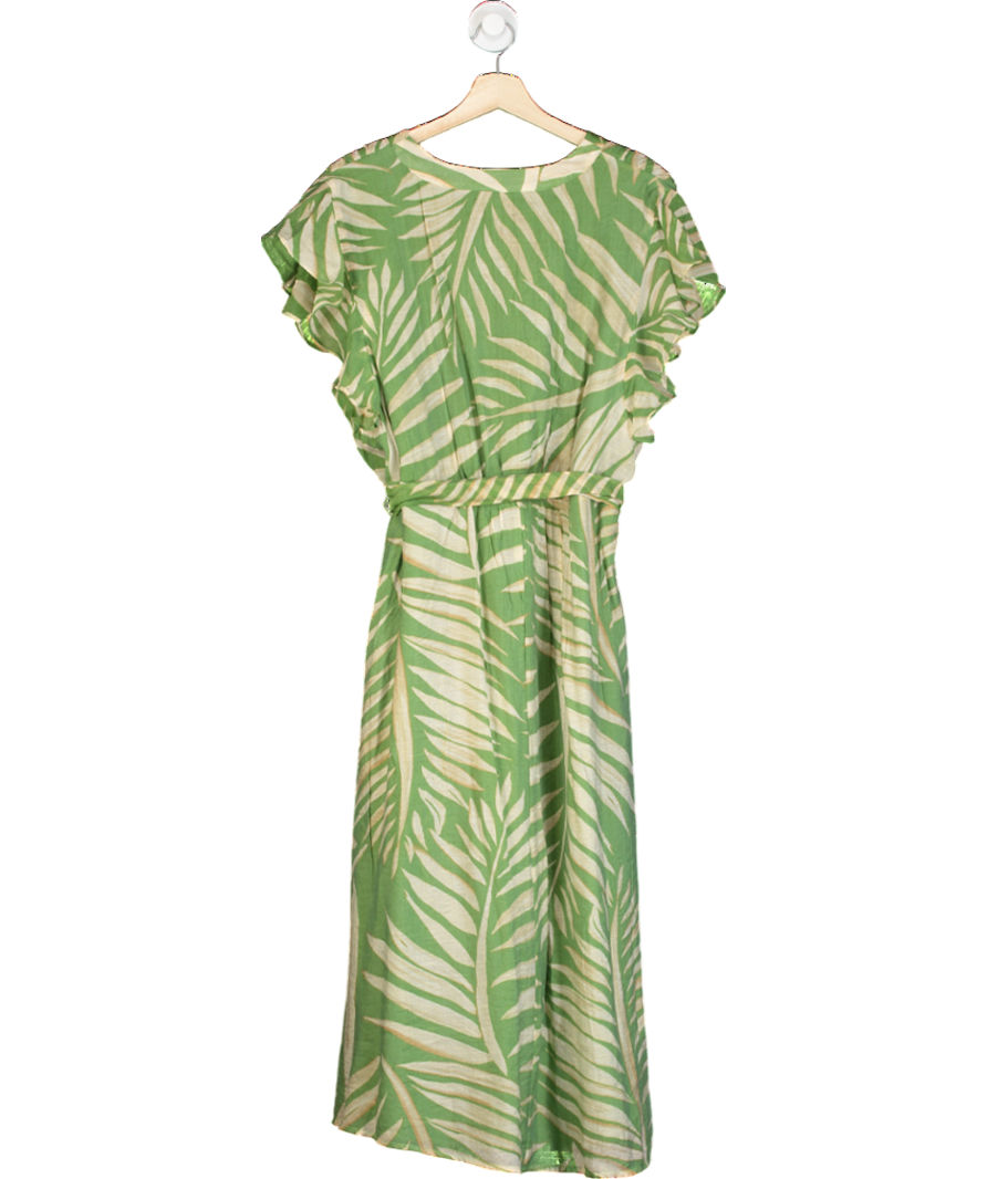 Monsoon Green Parmella Print Ruffle Dress UK 20