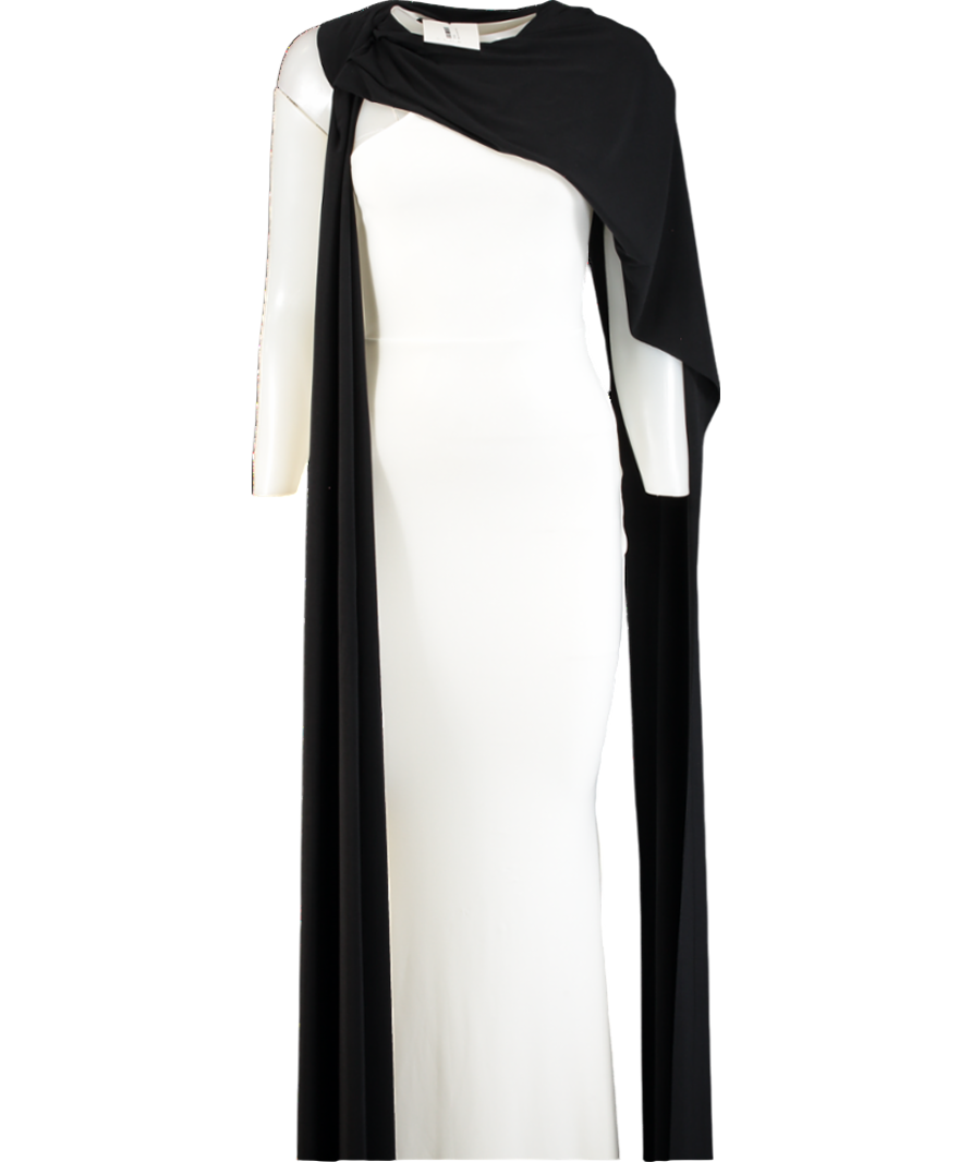 Club L Vianna White Strapless Maxi Dress With Black Cape UK 6