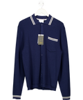 Percival Navy Blue Pablo Ribbed Cotton Knitted Shirt UK M