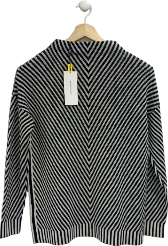 Karen Millen Black and White Chevron Patterned Sweater UK M