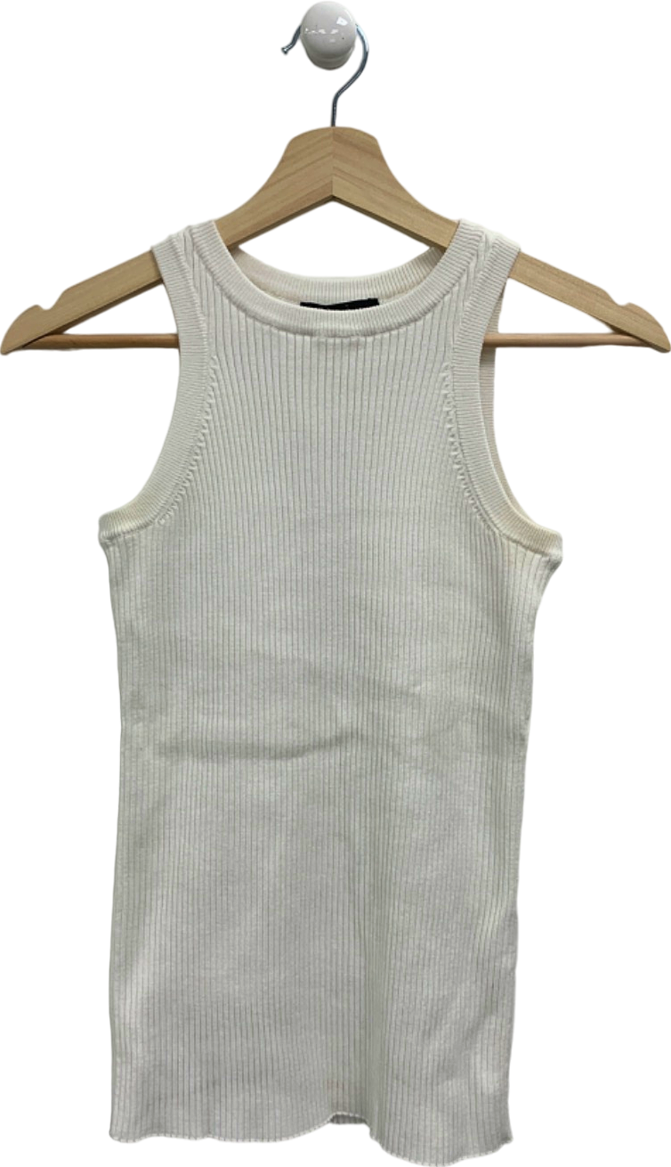 Novo White Ribbed Tank Top UK S