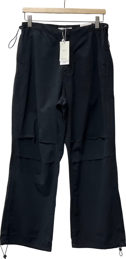 MANGO Black Parachute Pants UK L