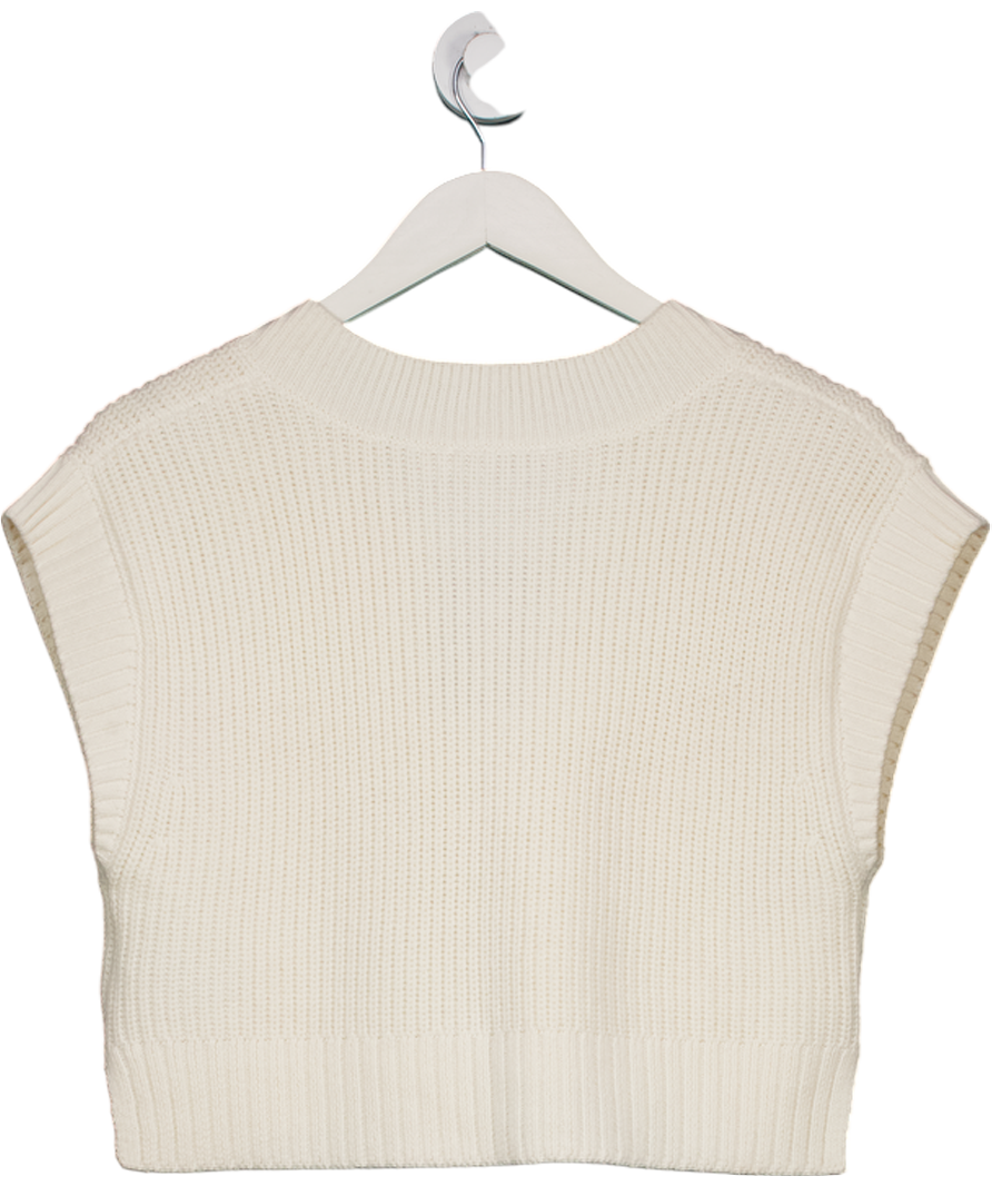 Mint Velvet Cream Cropped Cotton Blend V-neck Sleeveless Knit UK XS