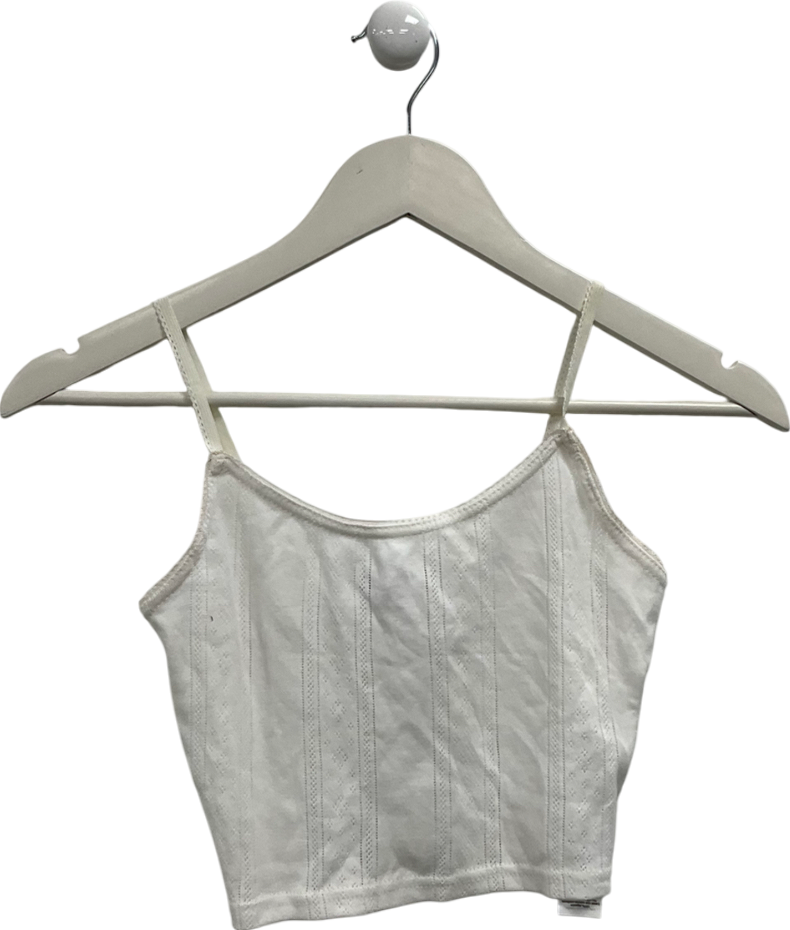 PrettyLittleThing White Pointelle Cami Top UK 8