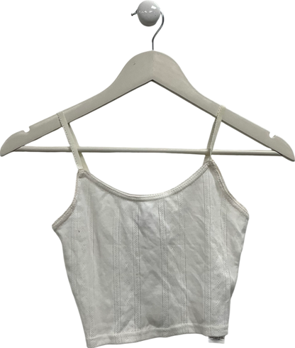 PrettyLittleThing White Pointelle Cami Top UK 8