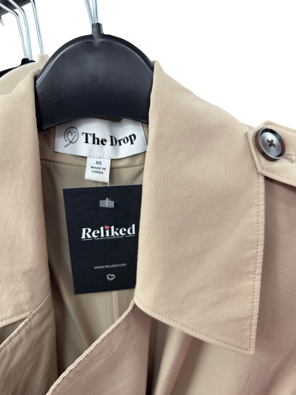 Amazon The Drop Classic Beige Trench Coat UK XS