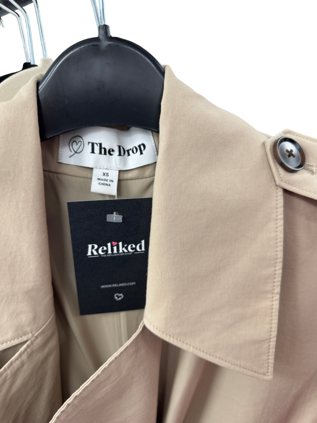 Amazon The Drop Classic Beige Trench Coat UK XS