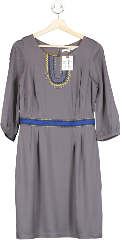 Boden Pewter Carla Embroidered detail Tunic Dress  UK 12