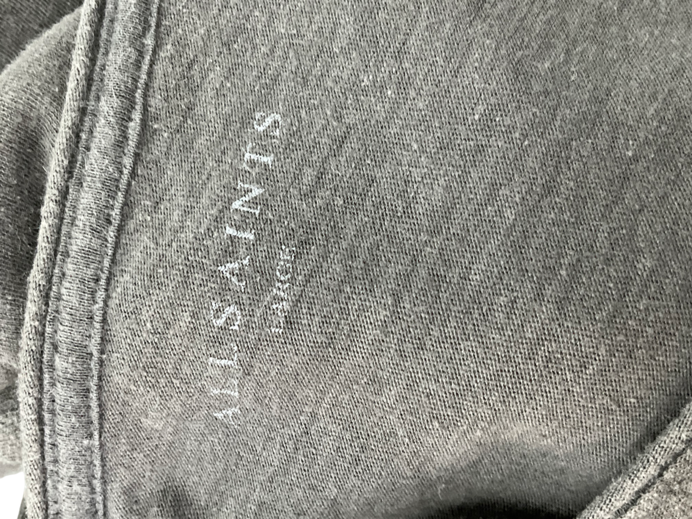 All Saints Grey Bodega Crew Neck Raw Edge T-shirt UK L