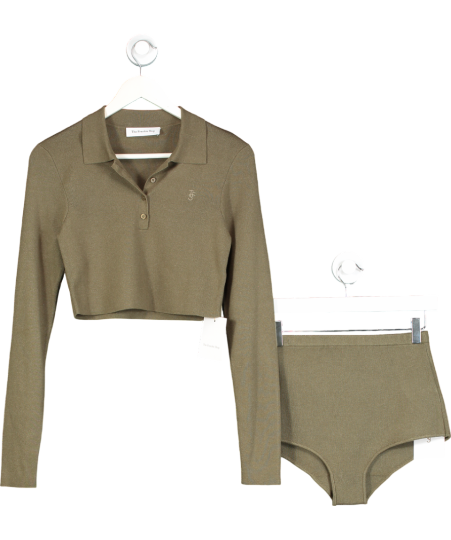 FRANKIE SHOP Green Giselle Cropped Knit Polo And Alissa Knit Briefs UK M