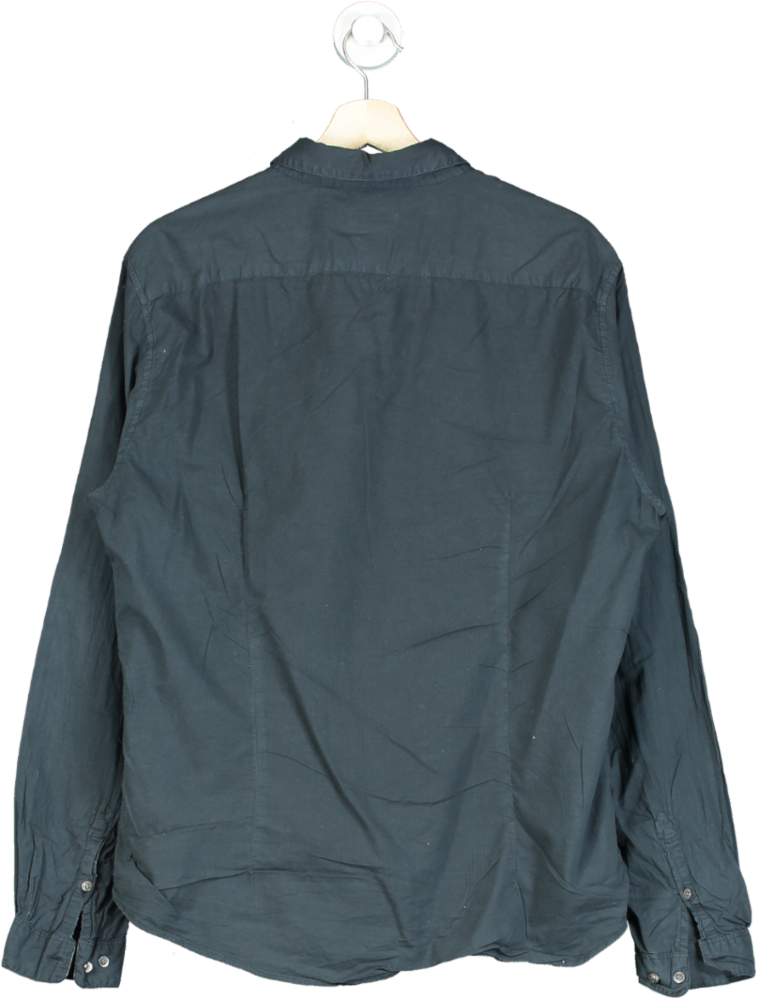 IKKS Navy Long Sleeve Button-Up Shirt Slim Fit UK XL