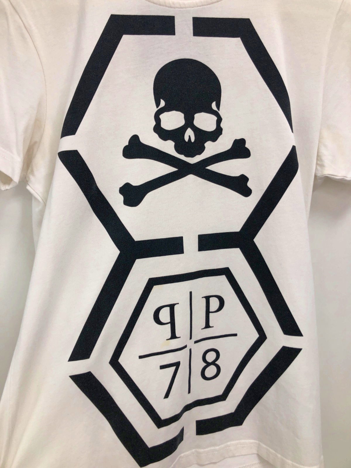 Philipp Plein White Skull Print T-Shirt UK S