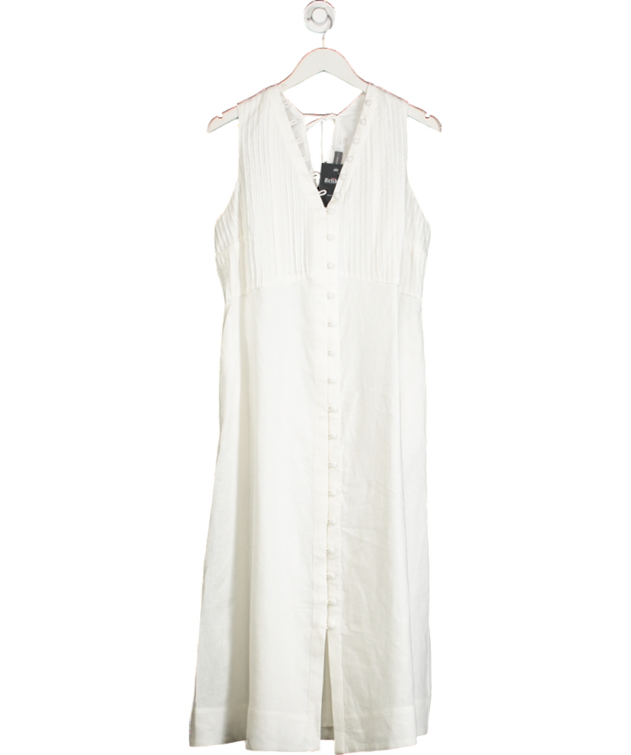 Mint Velvet White Linen Midi Dress UK 18