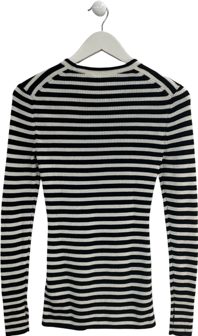 Arket Black Ribbed Striped Top UK S/M