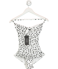 Dolce & Gabbana White Polka Dot Strapless One Piece Swimsuit UK S