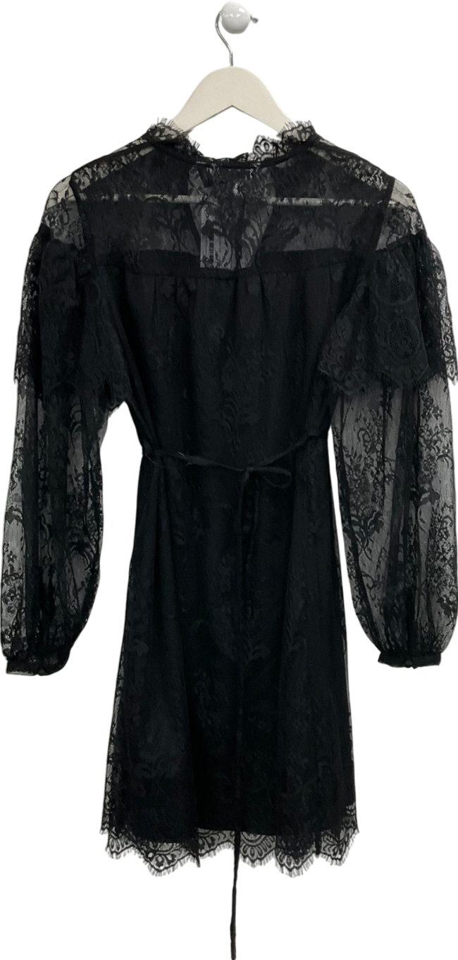 Next Black Long Sleeve Lace Shirt Dress UK 6