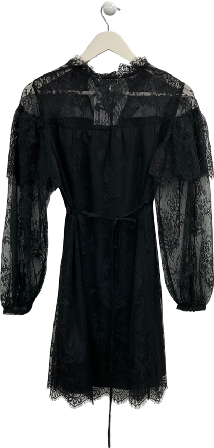 Next Black Long Sleeve Lace Shirt Dress UK 6