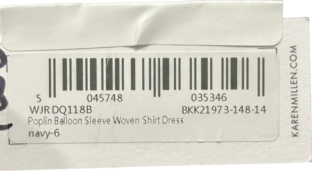 Karen Millen Navy Poplin Balloon Sleeve Woven Shirt Dress UK 6