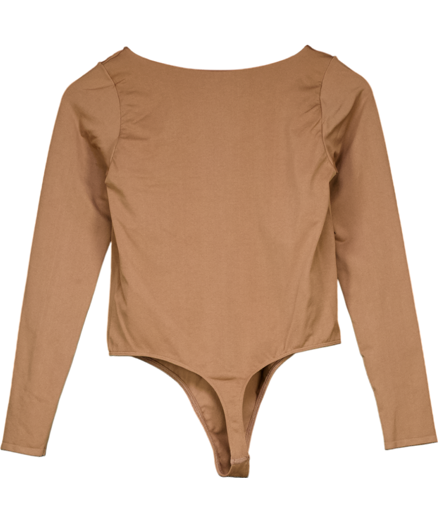Urban Outfitters Brown Gathered Front Long Sleeve Bodysuit UK XL