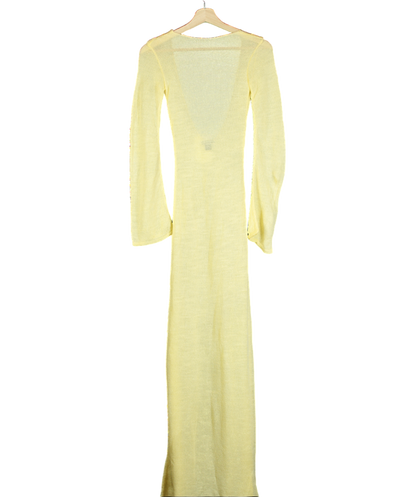 boohoo Yellow Petite Knit Maxi Beach Dress UK 10