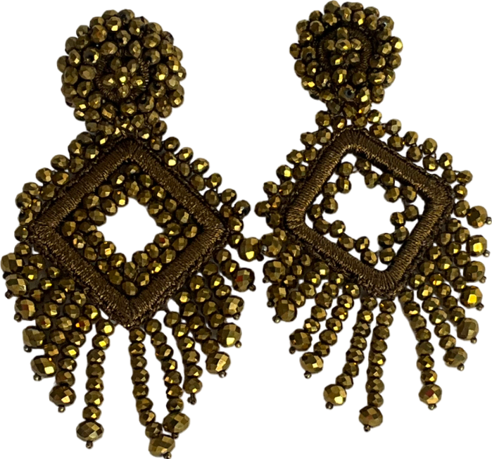 Gold Beaded Oversize Earrings