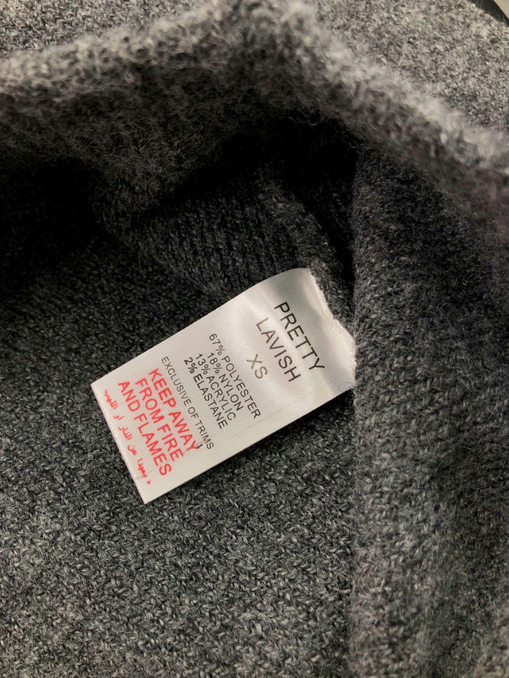 Pretty Lavish Charcoal Sloane Knit Slit Midaxi Skirt UK XS