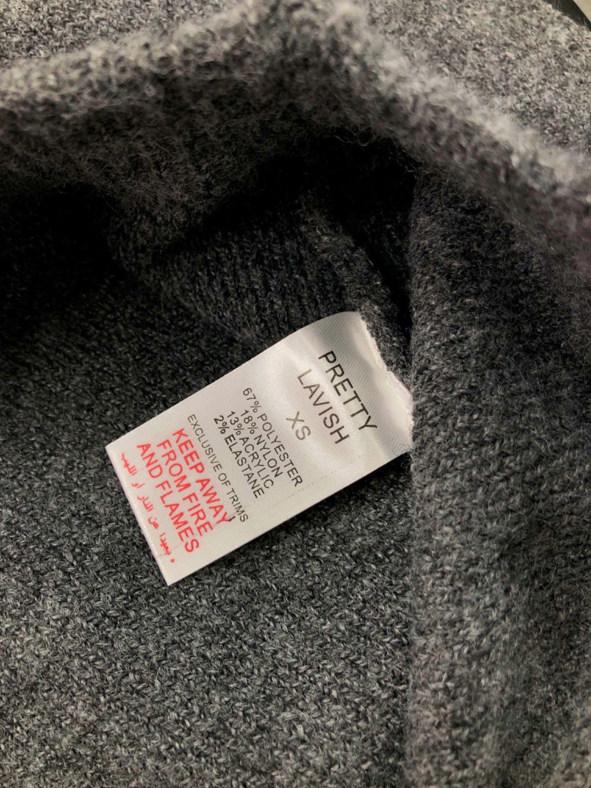 Pretty Lavish Charcoal Sloane Knit Slit Midaxi Skirt UK XS