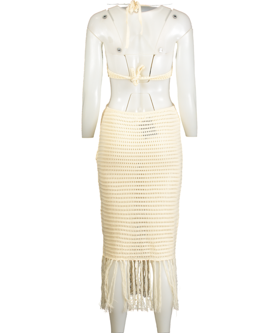Capittana Cream Crochet Cut Out Midi Dress UK XS/S