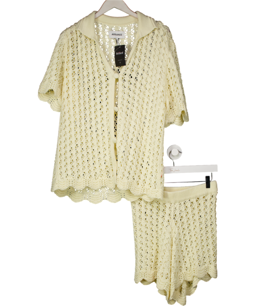 arrange Cream Open Knitted Shirt Co-ord UK S/M