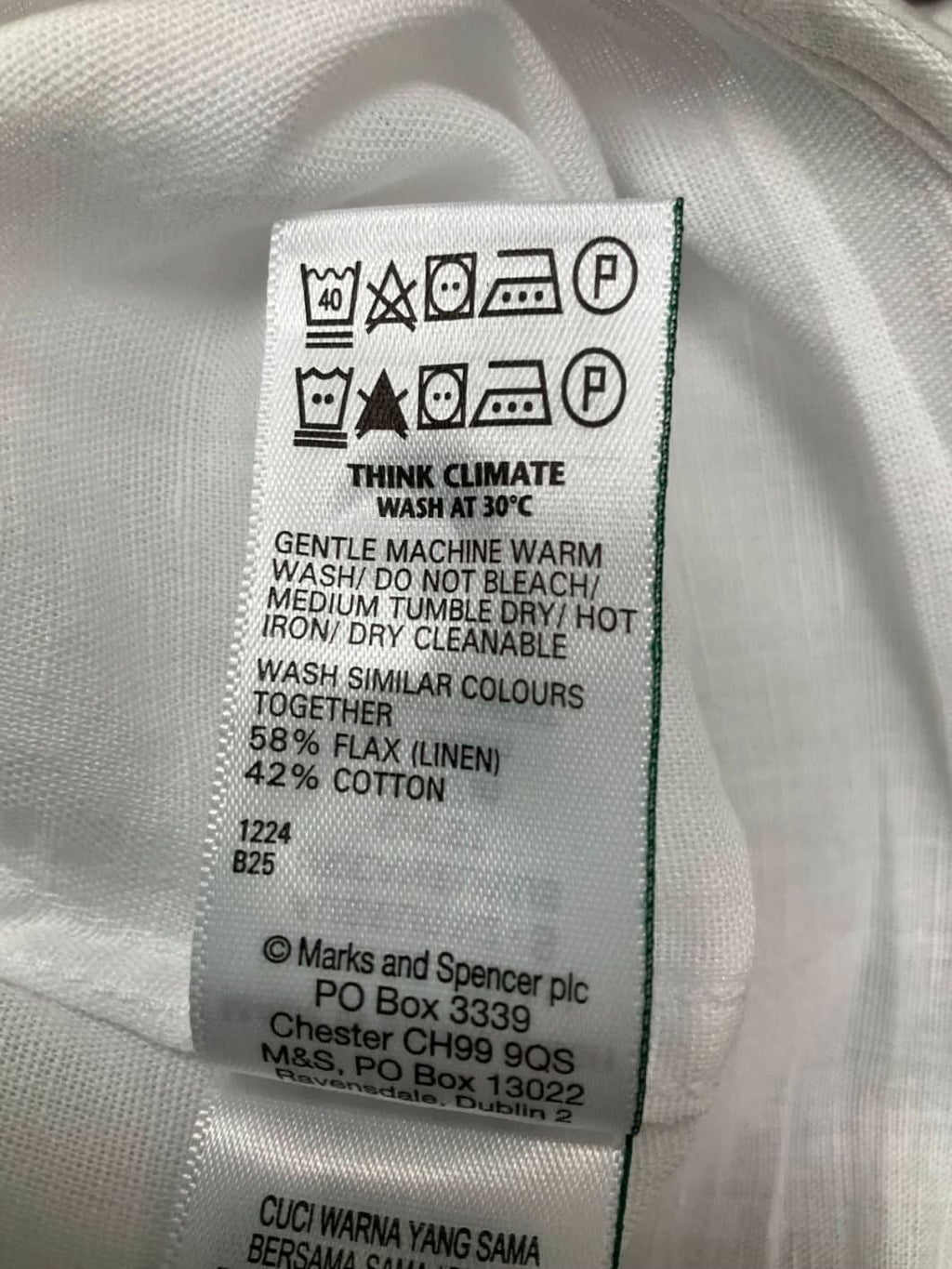 M&S White Linen Blend Short Sleeve Shirt UK S