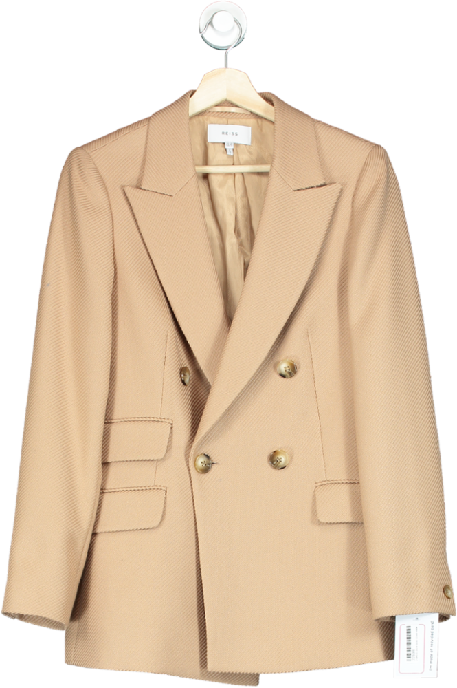 REISS Beige Double-Breasted Blazer UK 10