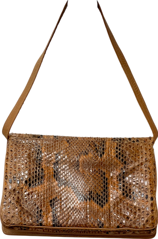Brown Vintage Snake Skin Shoulder Bag