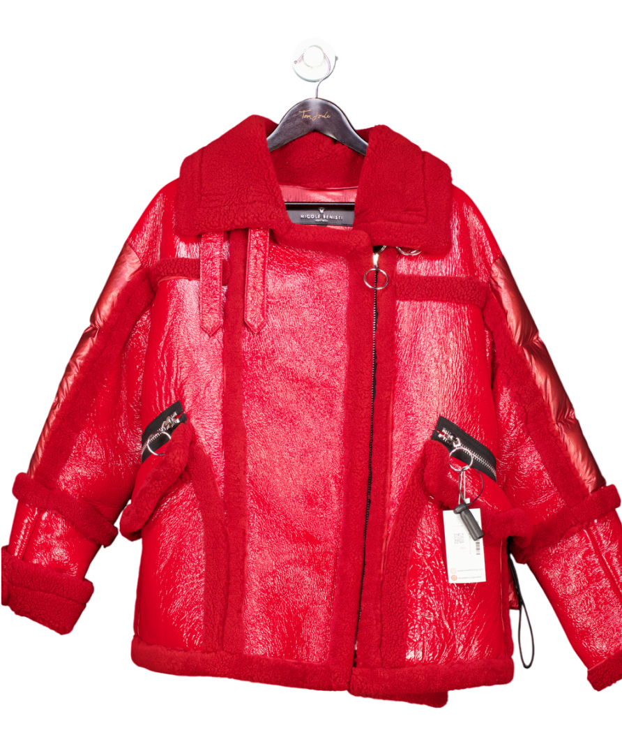Nicole Beniste Red Montaigne Shearling Puffer Jacket UK S