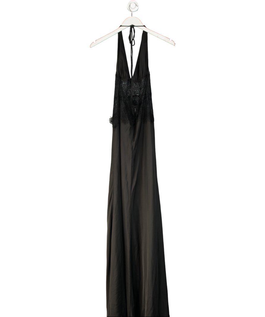Meshki Black Dinah Lace And Satin Maxi Dress UK S