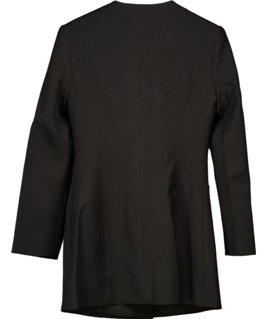 Miss Rosier Black Square Neck Colarless Blazer Dress With Dimante Brooch UK S