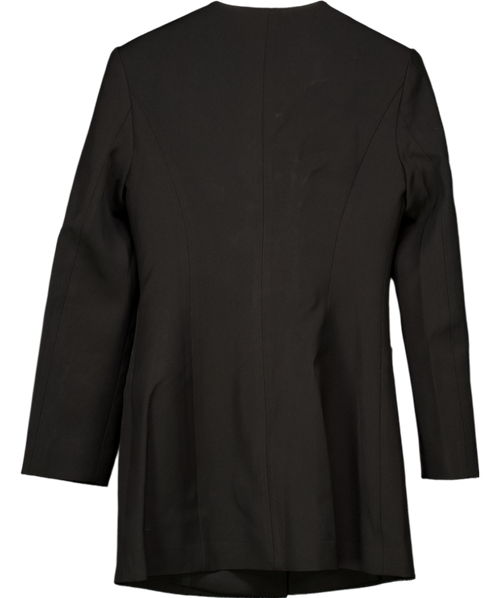 Miss Rosier Black Square Neck Colarless Blazer Dress With Dimante Brooch UK S