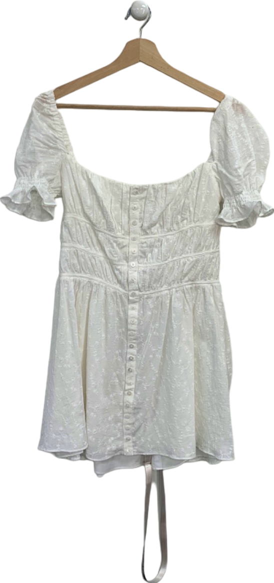 Mistress Rocks White Off-Shoulder Button-Front Dress UK S