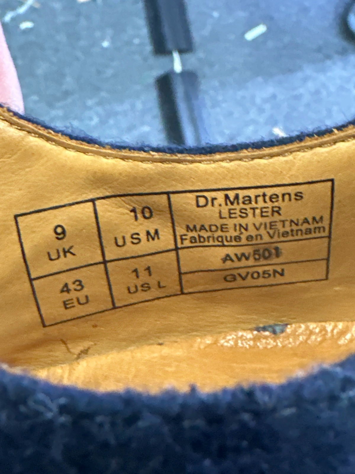 Dr Martens Navy Blue Suede Leather Lester Shoes UK 9