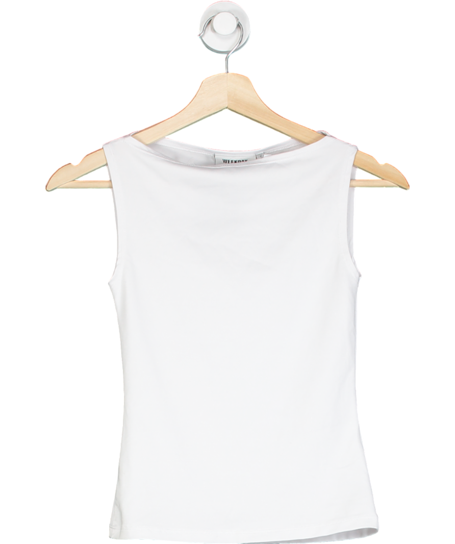 Weekday White Smooth Fitted Tank Top UK 6