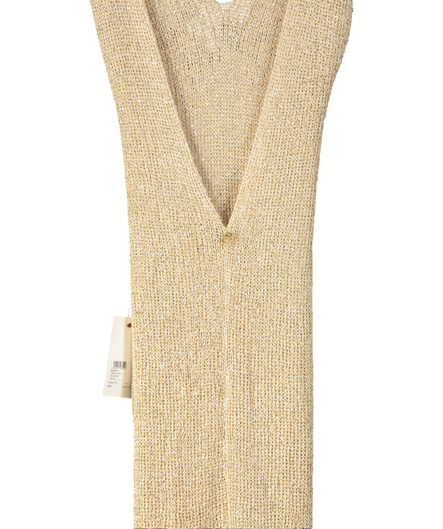 Bananhot Beige Sunny Sequin Knit Maxi Dress UK XS/S