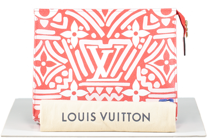 Louis Vuitton Rouge / Rose/ Cream Craft Collection Toiletry Pouch 26 Clutch Bag