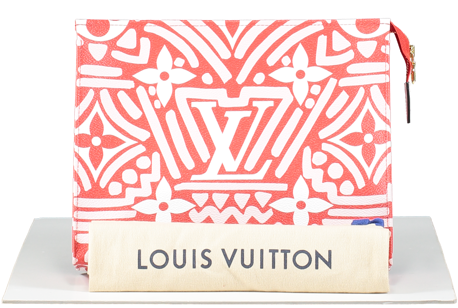 Louis Vuitton Rouge / Rose/ Cream Craft Collection Toiletry Pouch 26 Clutch Bag